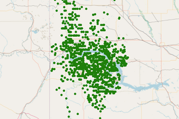 Faded Map with Green Dots