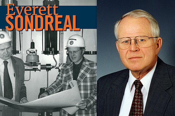 Two side by side photos of Everett Sondreal with his name written in the upper lefthand corner.